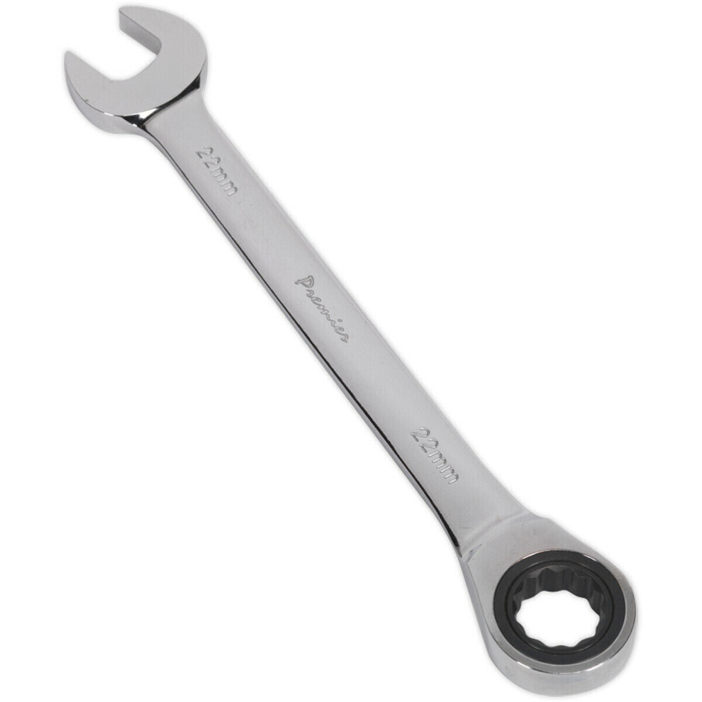 Loops 22Mm Ratchet Combination Spanner - Chrome Vanadium Steel - 72 Tooth Ratchet Ring