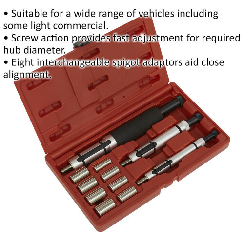Loops 11 Pc Clutch Alignment Tool Set - Interchangeable Spigot Adaptors - Screw Action 1