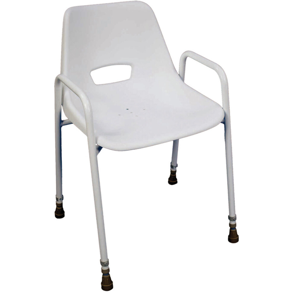 Portable Moulded Shower Chair - 450 to 620mm Height - Drainage Holes - Stackable