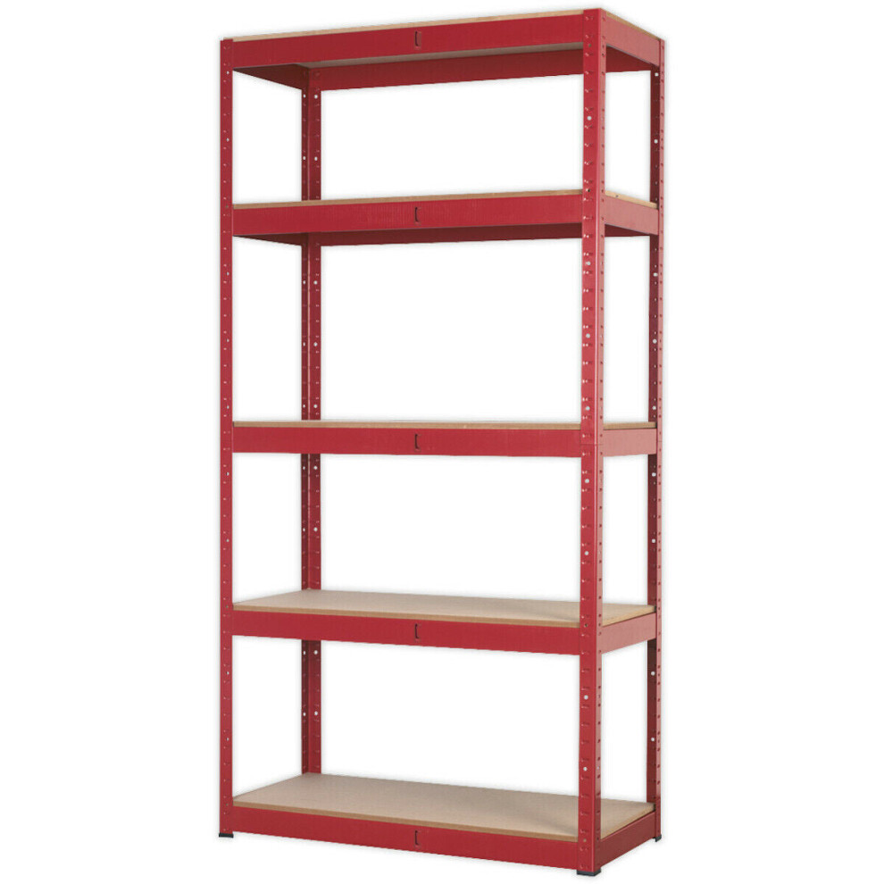 Warehouse Racking Unit With 5 Mdf Shelves - 350Kg Per Shelf - Steel Frame 5056524258576
