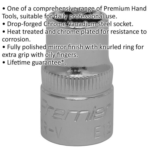 Loops E12 TRX Star Socket Bit - 3/8" Square Drive - PREMIUM Drop Forged Head Knurled 1