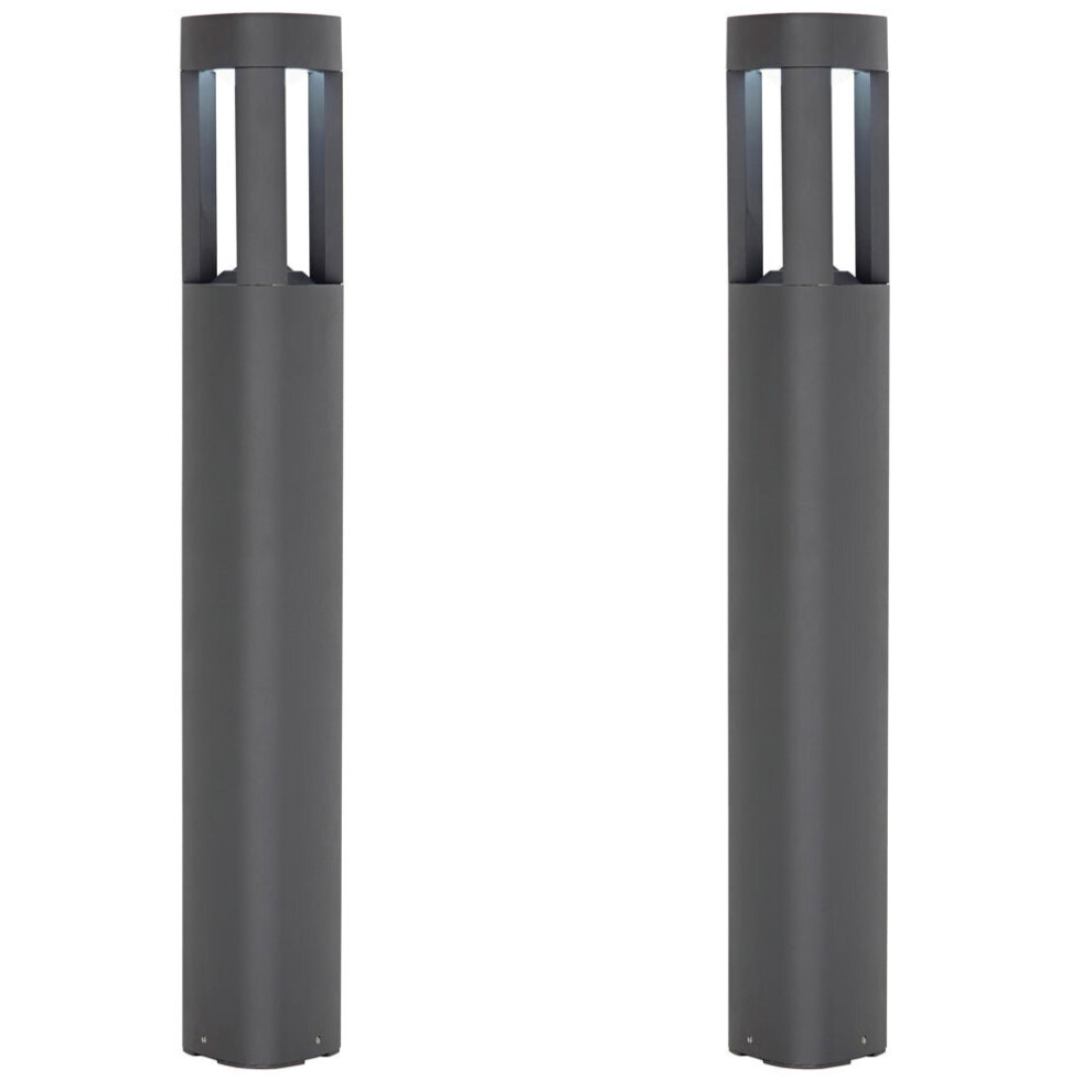 2 PACK Outdoor Post Bollard Light Grey Triangle IP54 Modern Driveway Lamp LED