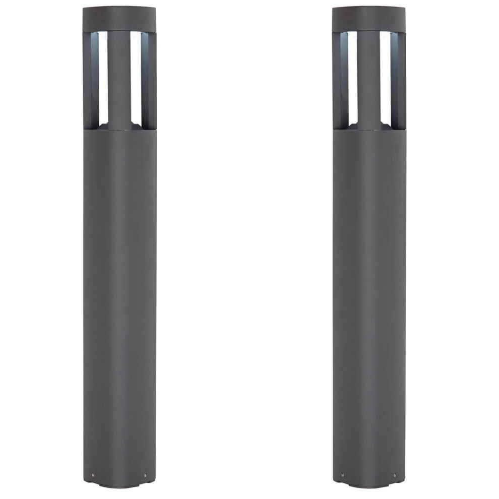 Loops 2 Pack Outdoor Post Bollard Light Grey Triangle Ip54 Modern Driveway Lamp Led