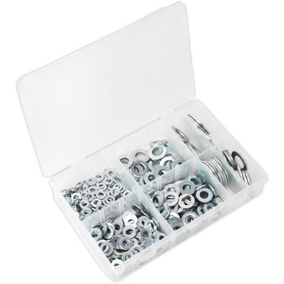 Loops 495 Piece Form C Flat Washer Assortment - M6 To M24 - Partitioned Storage Box