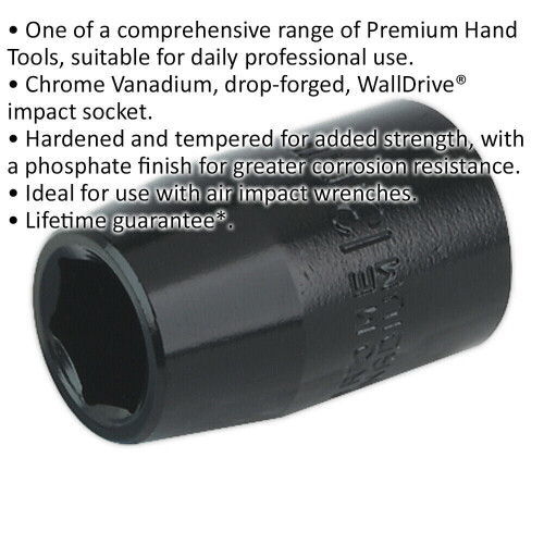 Loops 13mm Forged Impact Socket - 1/2 Inch Sq Drive - Chrome-Vanadium Wrench Socket 1