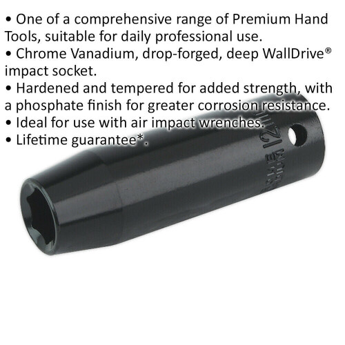 Loops 12mm Forged Deep Impact Socket - 1/2 Inch Sq Drive Chrome Vanadium Wrench Socket 1