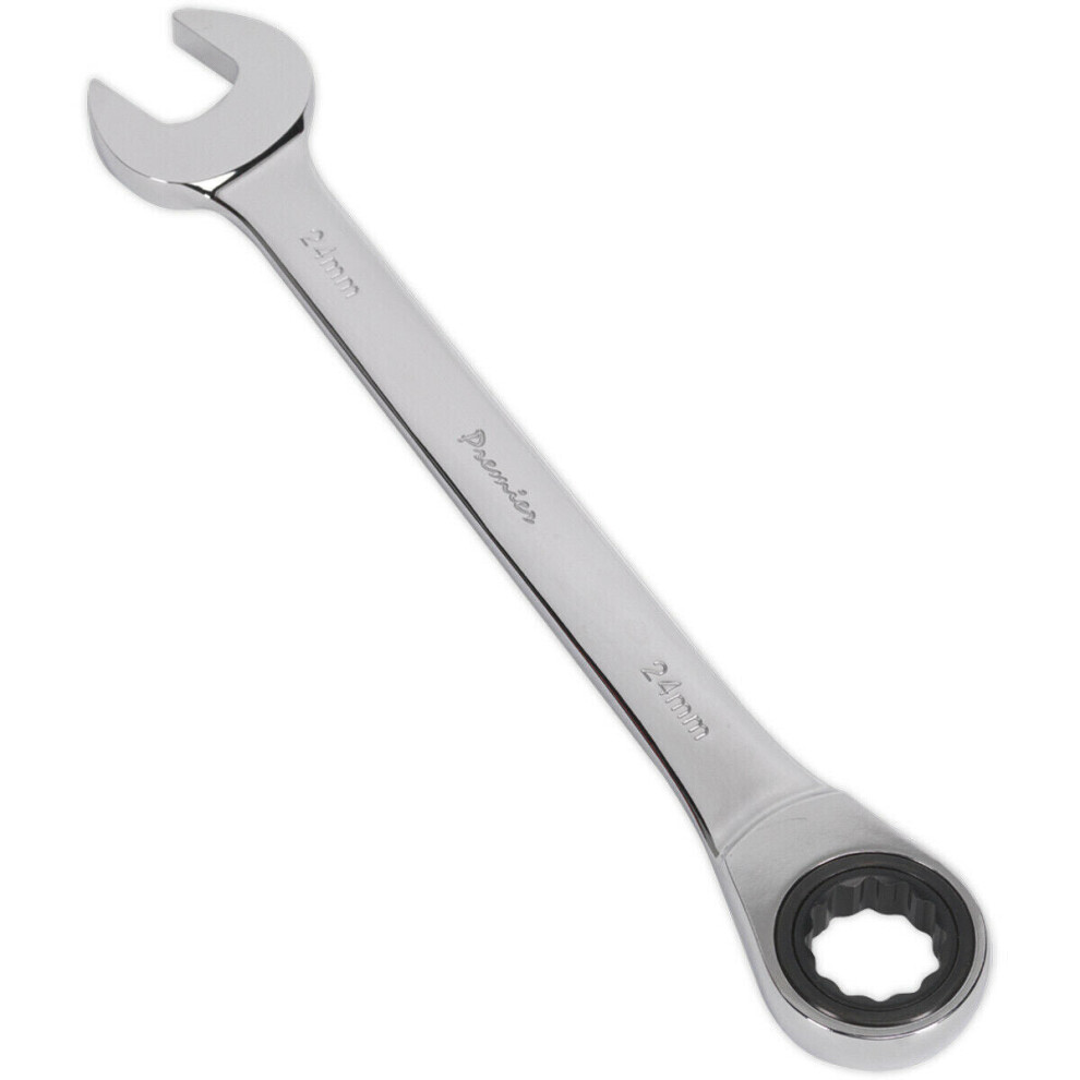 Loops 24Mm Ratchet Combination Spanner - Chrome Vanadium Steel - 72 Tooth Ratchet Ring