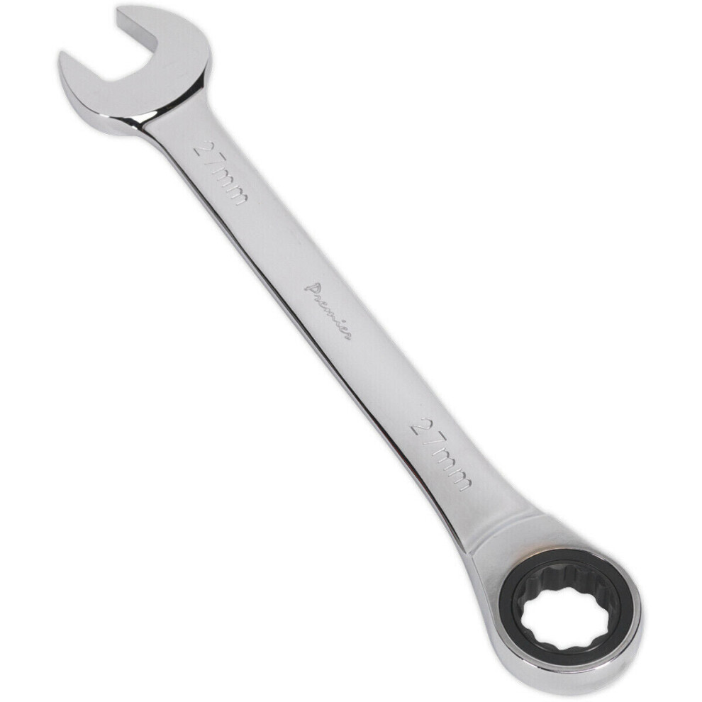 Loops 27Mm Ratchet Combination Spanner - Chrome Vanadium Steel - 72 Tooth Ratchet Ring