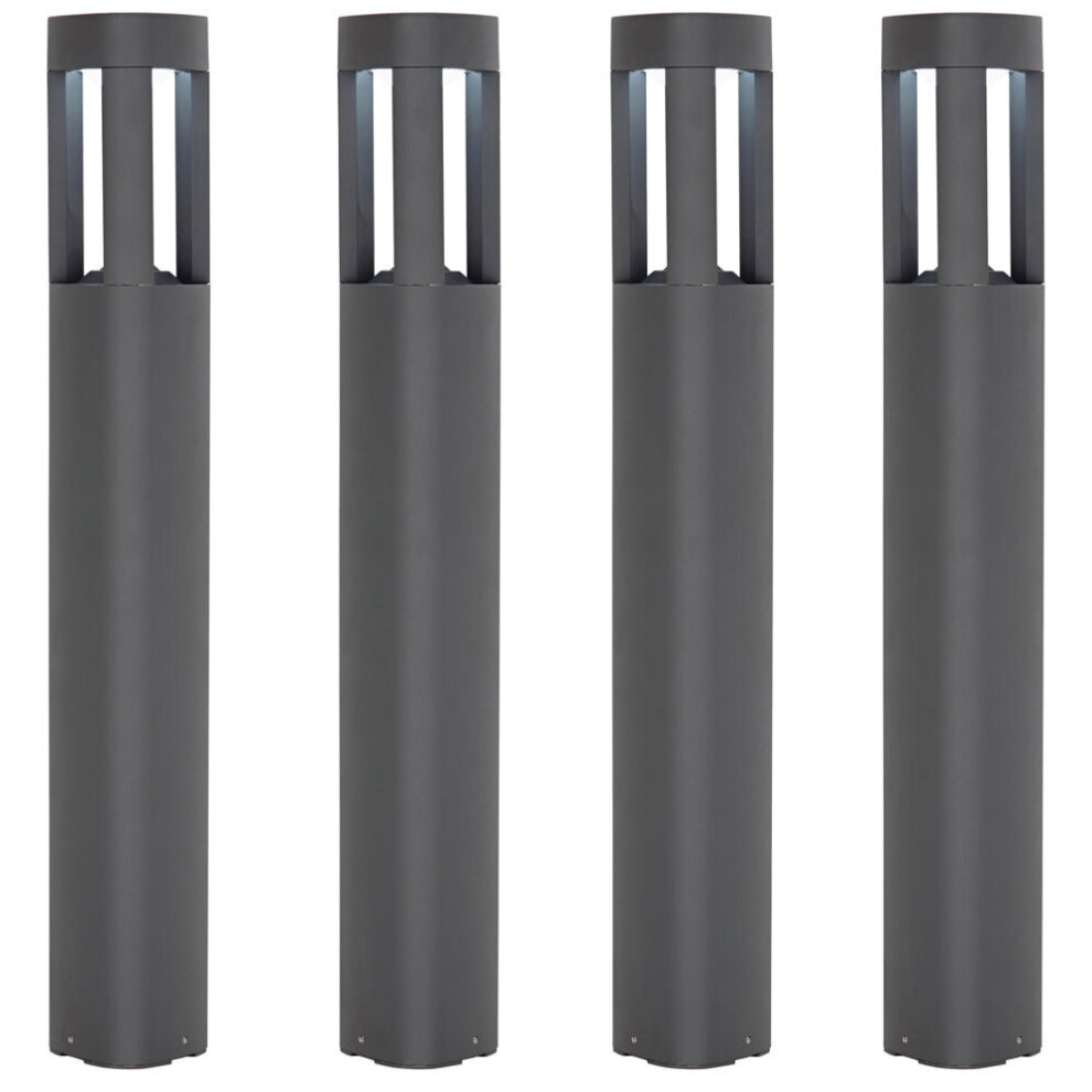 Loops 4 Pack Outdoor Post Bollard Light Grey Triangle Ip54 Modern Driveway Lamp Led