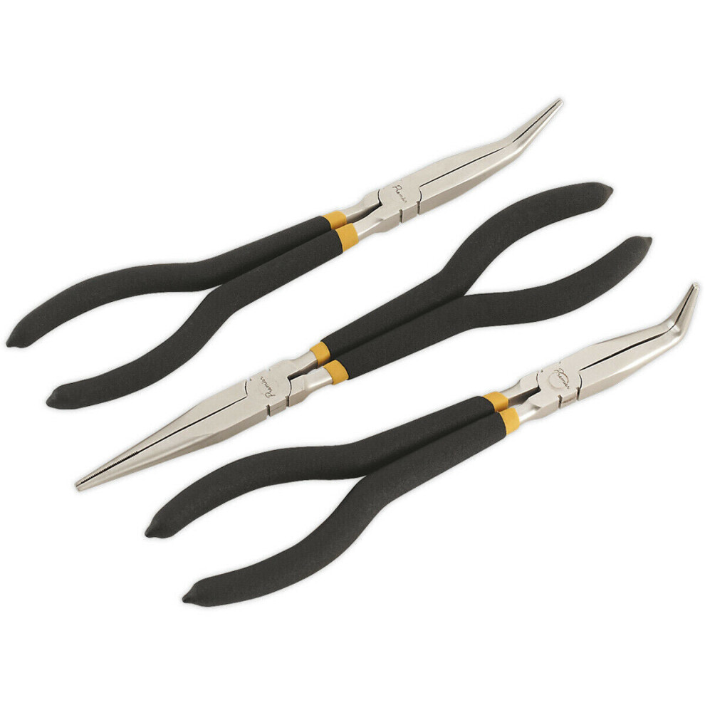 3 Piece 280Mm Needle Nose Pliers Set - Straight & Angled Nose - Foam Grip