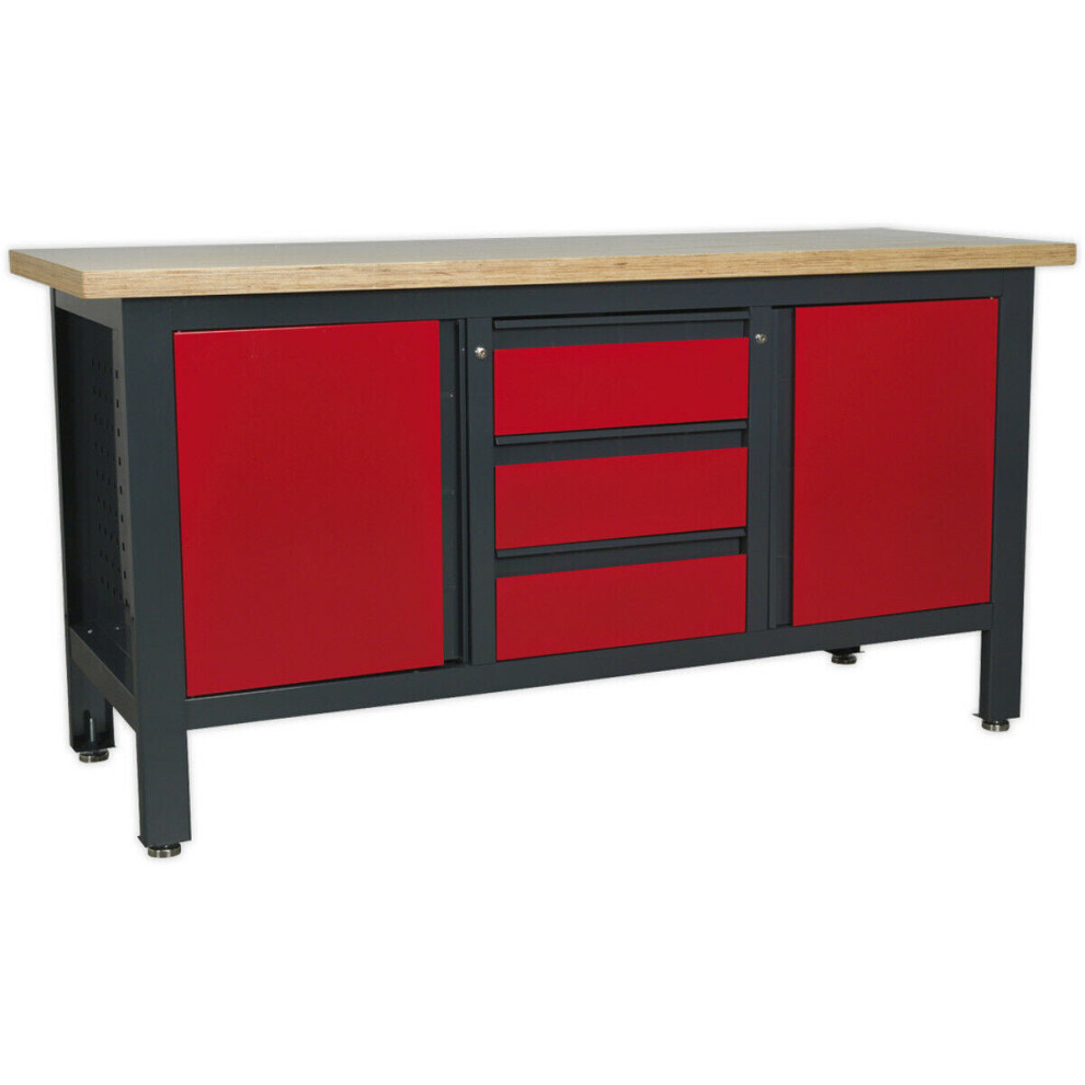 Loops Fully Lockable Workstation- Draw & 2 Cupboard - 40Mm Mdf Top Surface Size 3