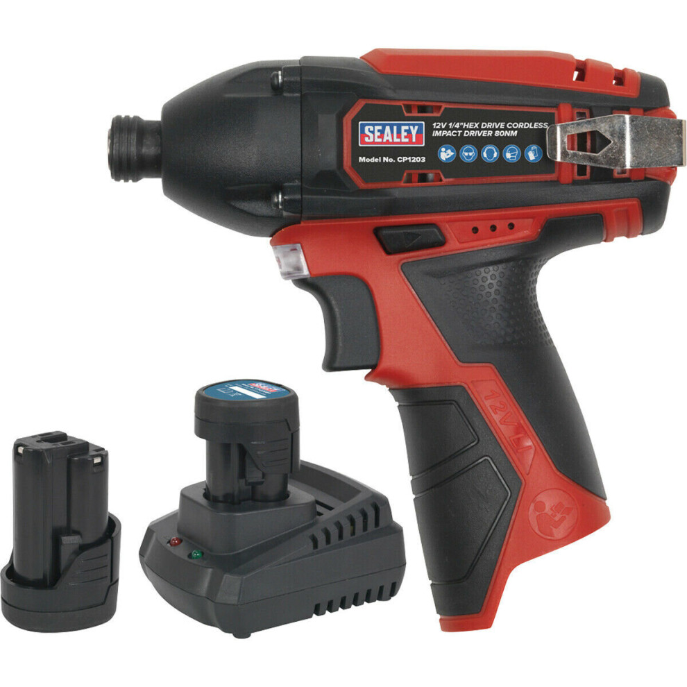1/4 Inch Hex Drive Cordless Impact Driver - 2 x 12 V Li-on Batteries Included