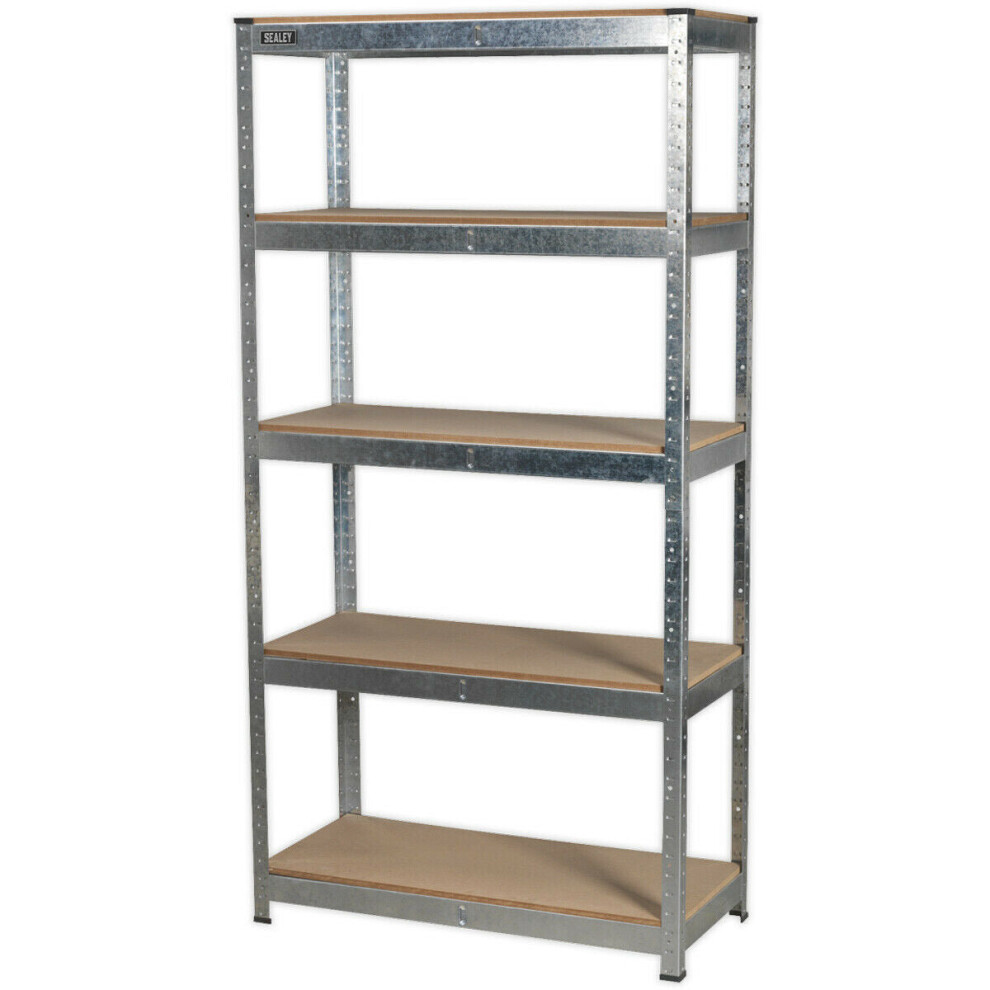 Warehouse Racking Unit with 5 MDF Shelves - 350kg Per Shelf - Galvanized Steel