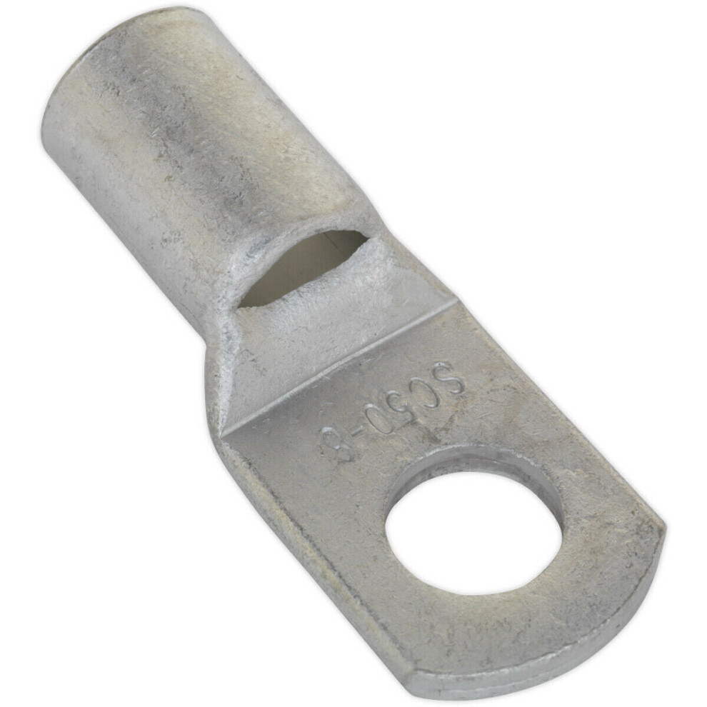 10 Pack Tin-Plated Copper Lug Terminal - 50Mm X 8Mm - Crimp Solder Cable Eyelet 5056524286678