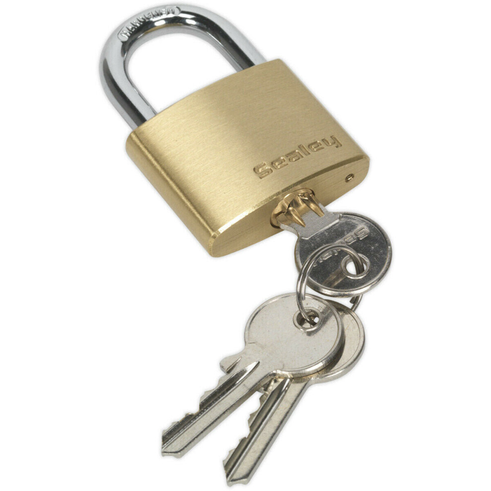 40Mm Solid Brass Padlock 6.5Mm Hardened Steel Shackle - 3 Key Security Unit Lock 5056524294147