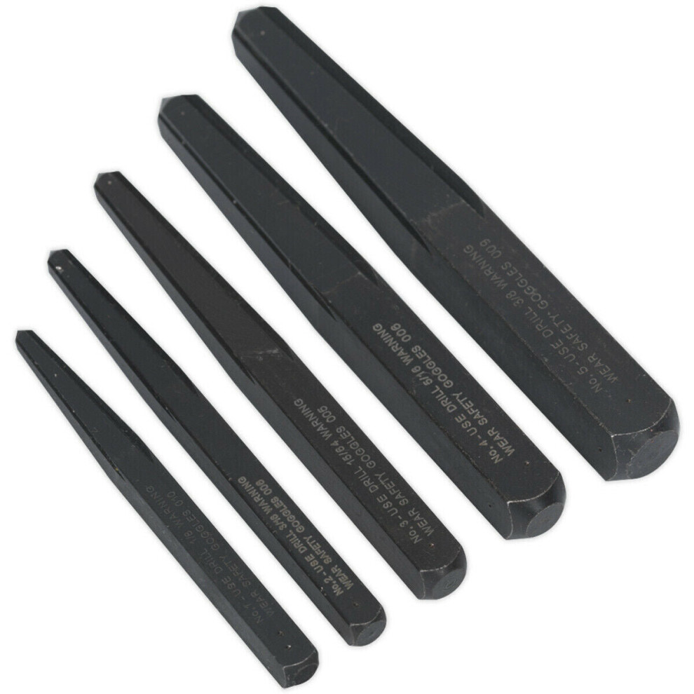 Loops 5 Piece Square Type Screw Extractor Set - Heat Treated Steel - Screw Removal