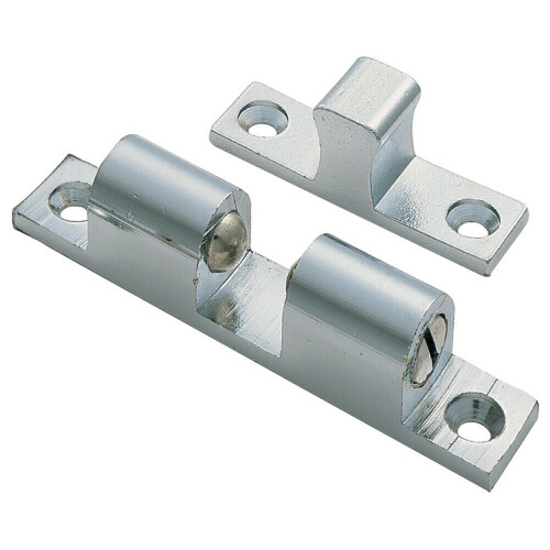 Loops Double Ball Roller Cupboard Catch 43 x 8mm 34.5mm Fixing Centres Satin Chrome 1