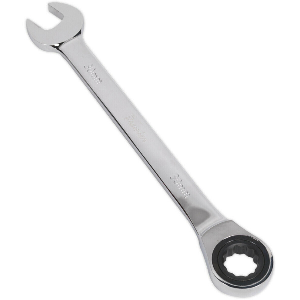 Loops 30Mm Ratchet Combination Spanner - Chrome Vanadium Steel - 72 Tooth Ratchet Ring