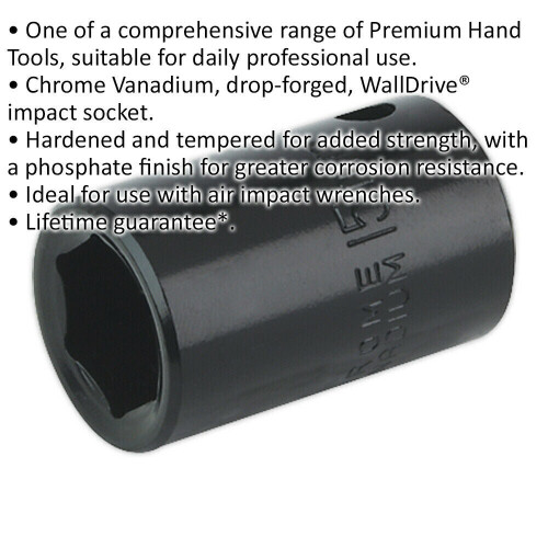 Loops 15mm Forged Impact Socket - 1/2 Inch Sq Drive - Chrome-Vanadium Wrench Socket 1