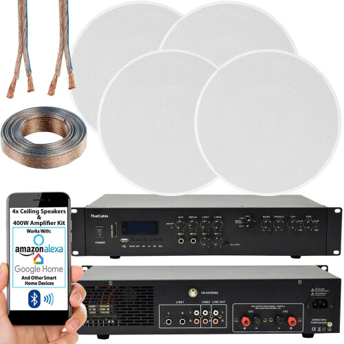 Loops 400W Bluetooth Sound System 4x 6.5 Slim Ceiling Speaker Channel HiFi Amplifier 1