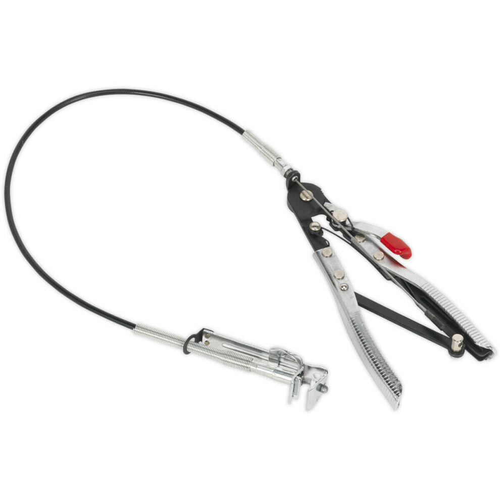 Heavy Duty Remote Action Hose Clip Tool - Long Reach Flexible Cable - Ratchet