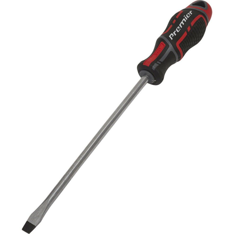 PREMIUM Slotted 8 x 200mm Screwdriver - Ergonomic Soft Grip - Magnetic Tip