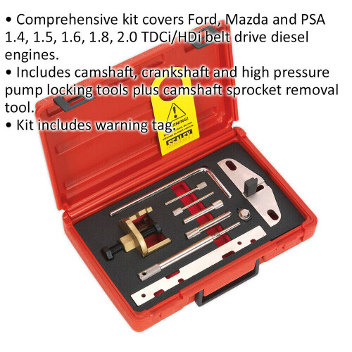 Loops Diesel Engine Timing Tool Kit - BELT DRIVE - For Ford Mazda & PSA Vehicles 1