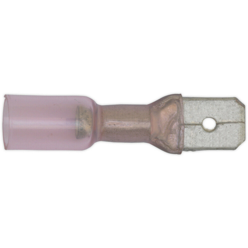 25 Pack 6.4Mm Heat Shrink Male Push-On Terminal - 22 To 18 Awg Cable - Red 5056581900883
