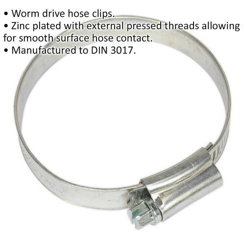 Loops 30 PACK Zinc Plated Hose Clip - 44 to 64mm Diameter - External Pressed Threads 1
