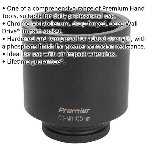 Loops 105mm Forged Deep Impact Socket - 1 Inch Sq Drive - Chromoly Wrench Socket 1