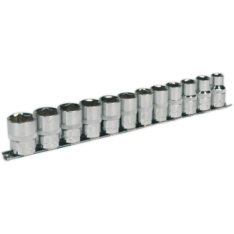 12 PACK Socket Set - 1/2" Metric Square Drive - 6 Point WallDrive High Torque