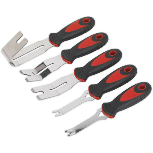 Loops 5 PIECE Door Panel & Trim Clip Removal Tool Set - U and V Profile Tips - Stubby 2