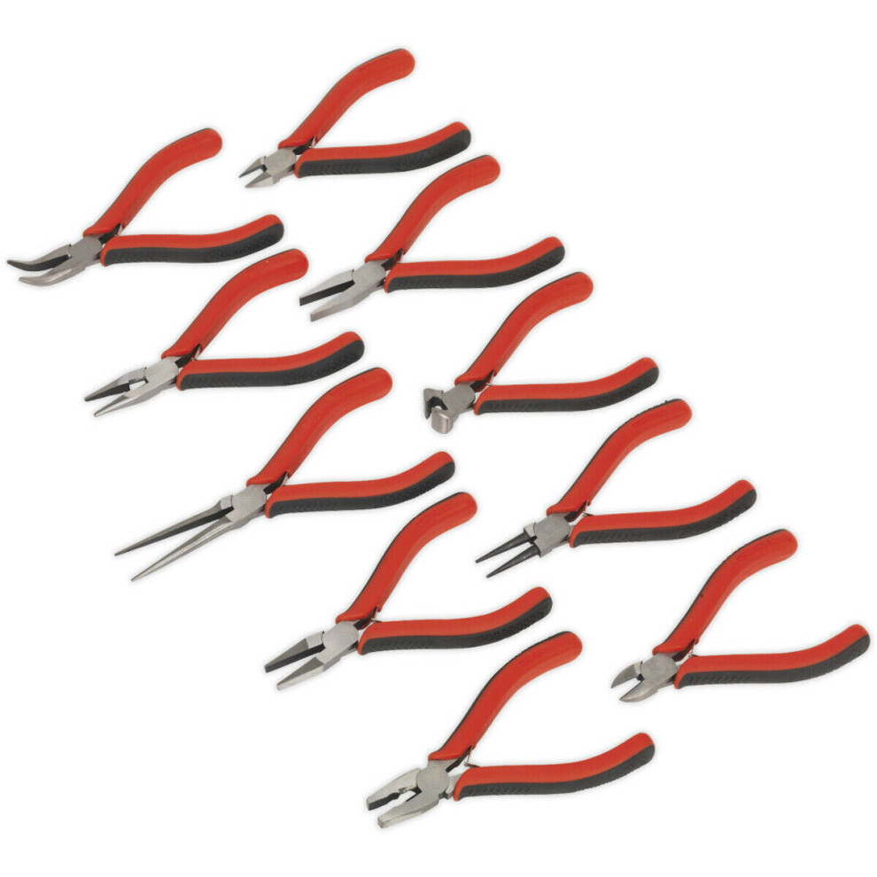 10 Piece Mini Pliers Set - High Carbon Steel - Comfort Grip - Storage Tray