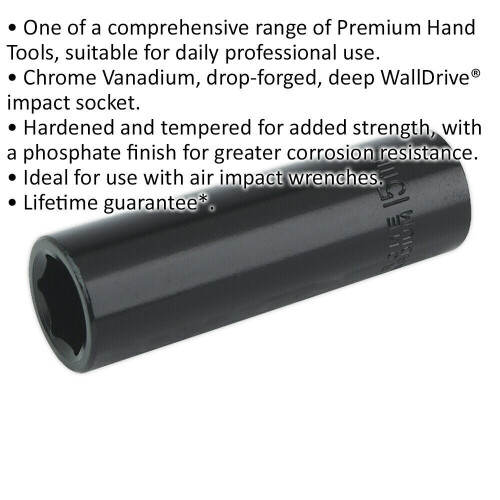 Loops 15mm Forged Deep Impact Socket - 1/2 Inch Sq Drive Chrome Vanadium Wrench Socket 1