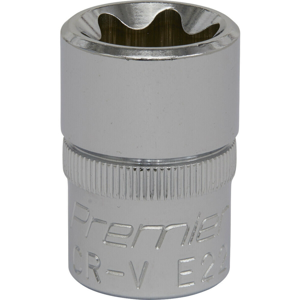 E22 TRX Star Socket Bit - 1/2" Square Drive - PREMIUM Drop Forged Head Knurled