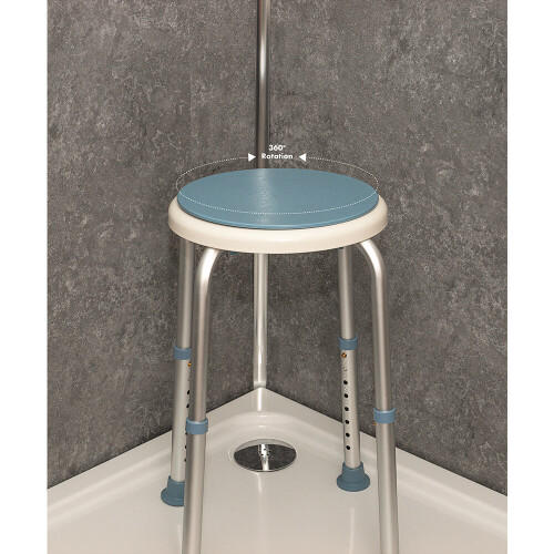 Bath Stool with Rotating Seat - Height Adjustable Shower Aid Seat - 135kg Limit 2