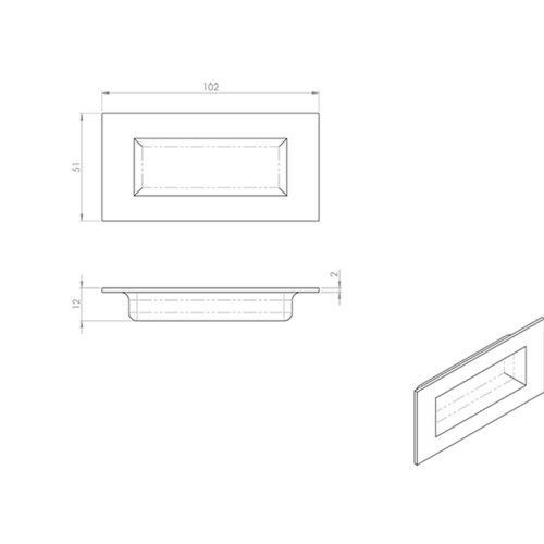 Loops Low Profile Recessed Flush Pull 102 x 51mm 10mm Depth Satin Stainless Steel 2