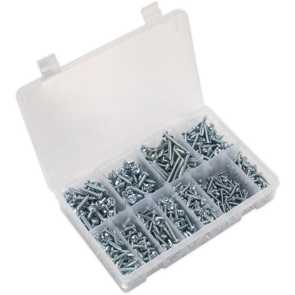 700 PACK Self Tapping Screw Assortment - Zinc Pan Head Pozi - Various Sizes