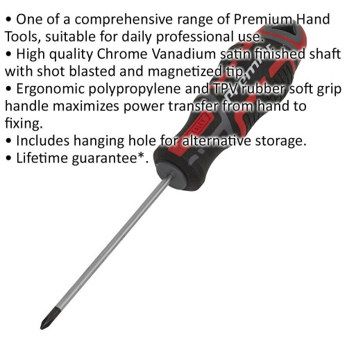 Loops PREMIUM Phillips 0 x 75mm Screwdriver - Ergonomic Soft Grip - Magnetic Tip 1