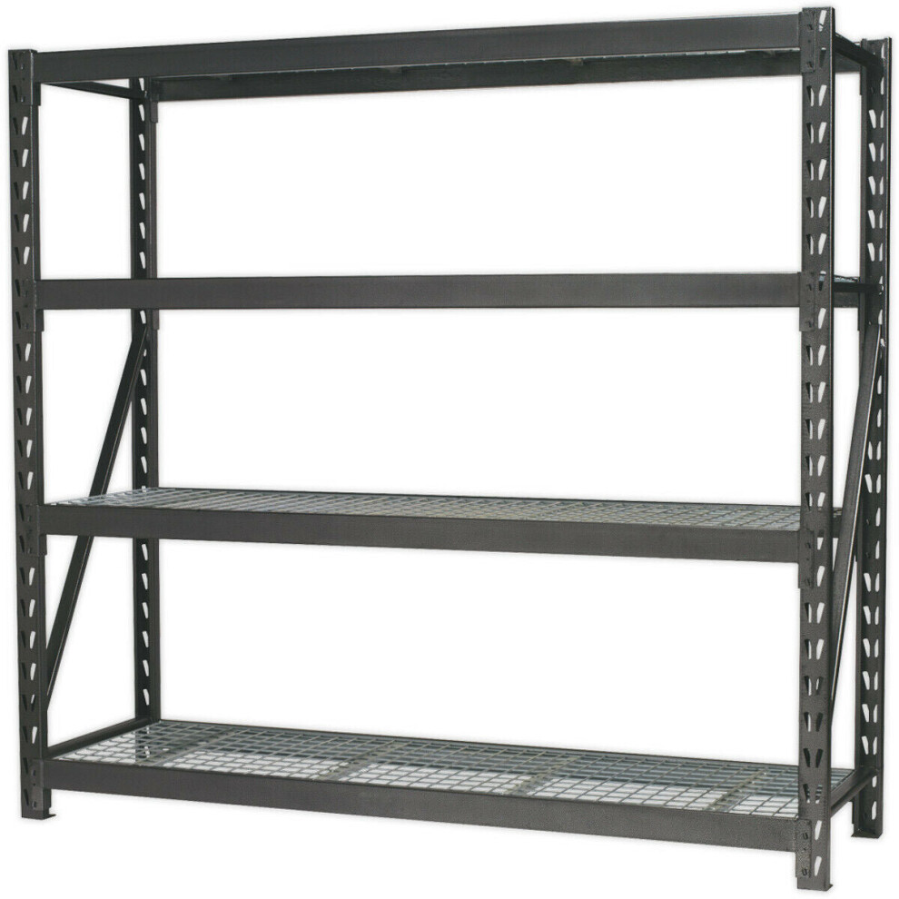 Heavy Duty Racking Unit wit 4 Mesh Shelves - 640kg Per Level - 1955mm Width