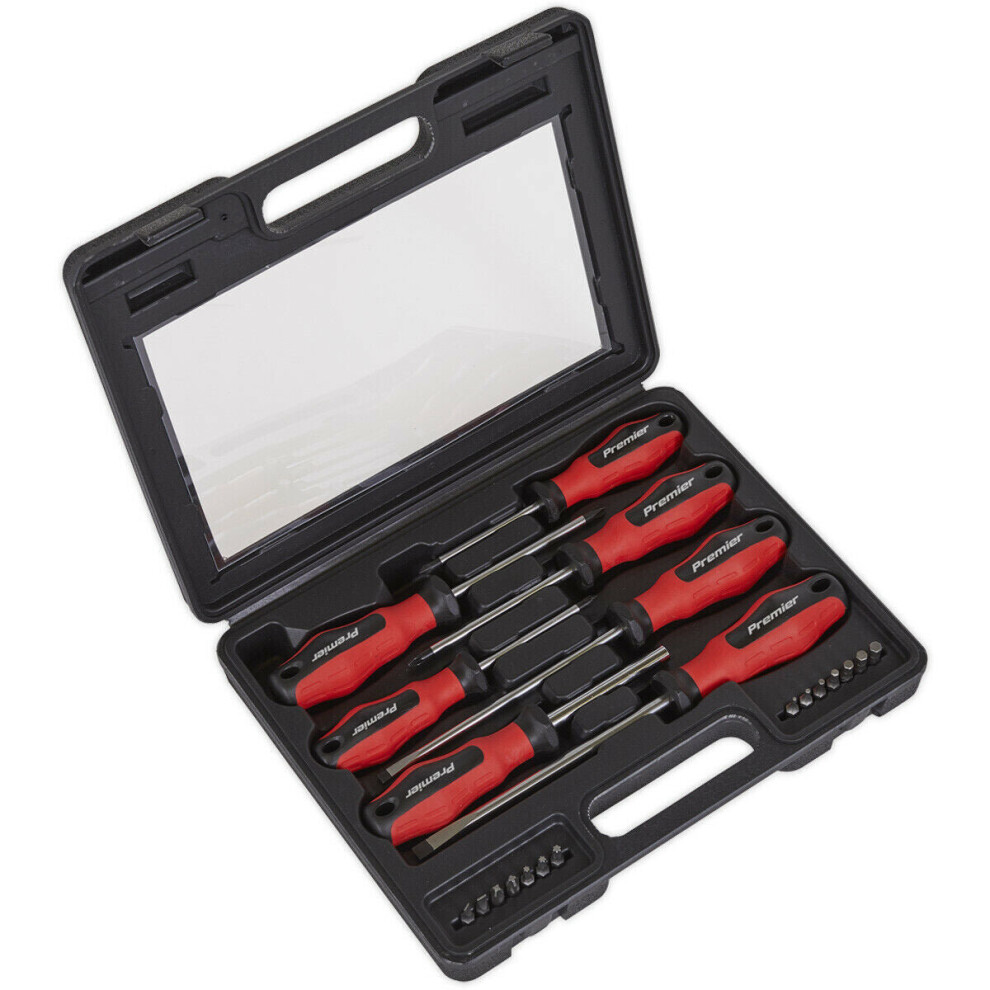 21 PACK Premium S2 Steel Soft Grip Screwdriver & Bit Set - Slotted Phillips POZI
