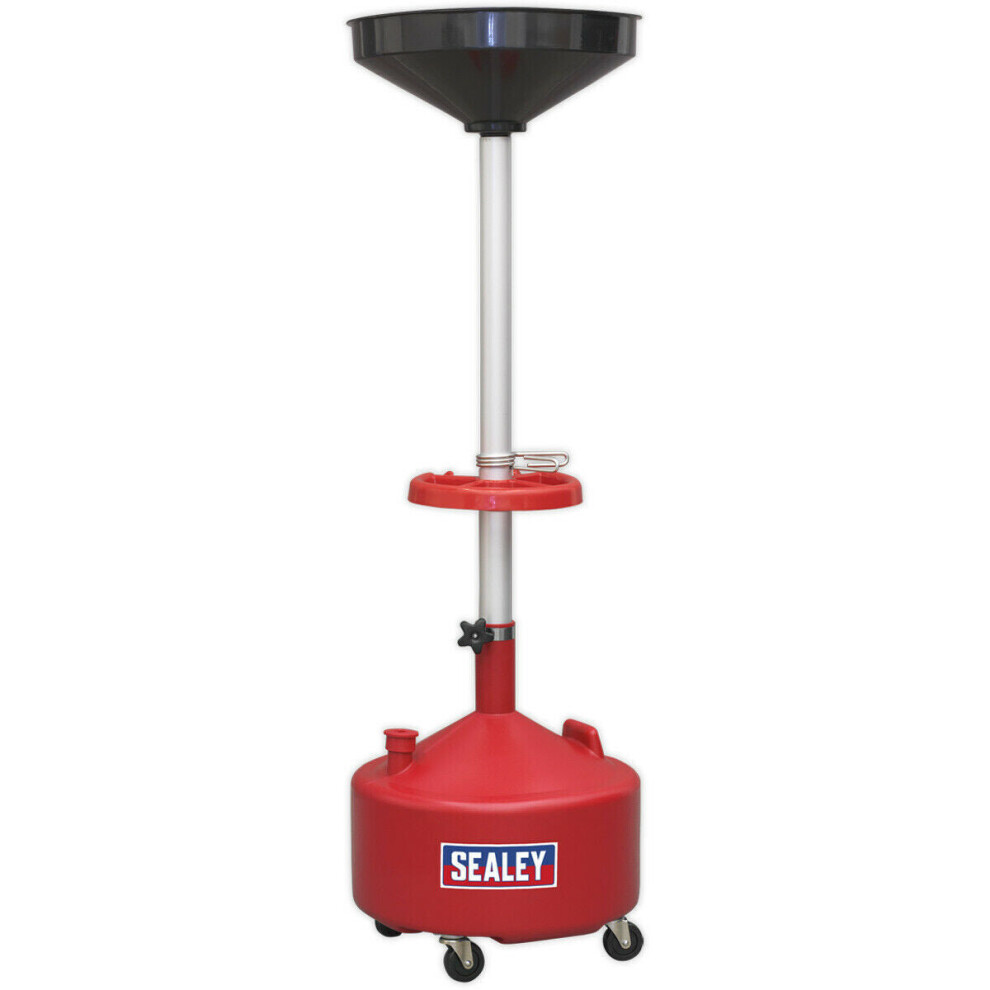 36L Mobile Oil Drainer - Manual Discharge - Height Adjustable - 4 Castor Wheels