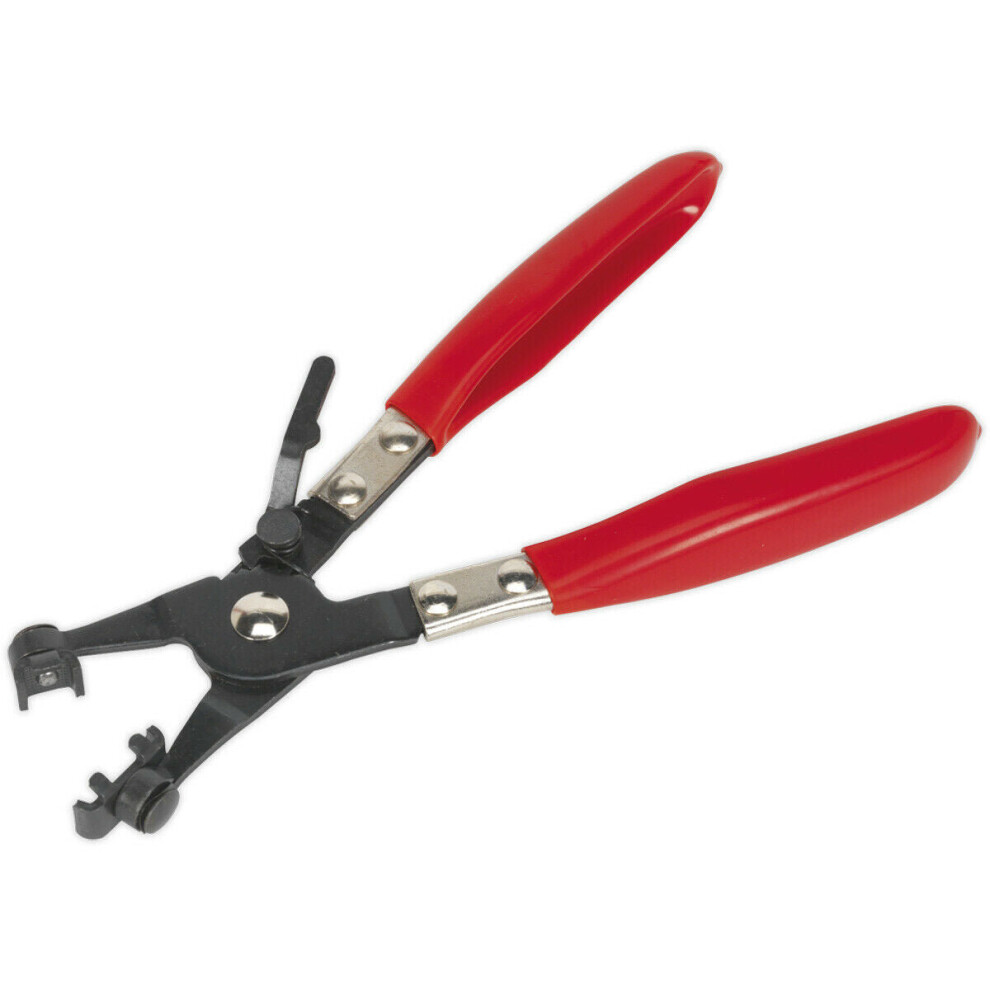 Ratchet Hose Clip Pliers - Swivel Jaws - PVC Handles - Tag & Wire Clip Removal