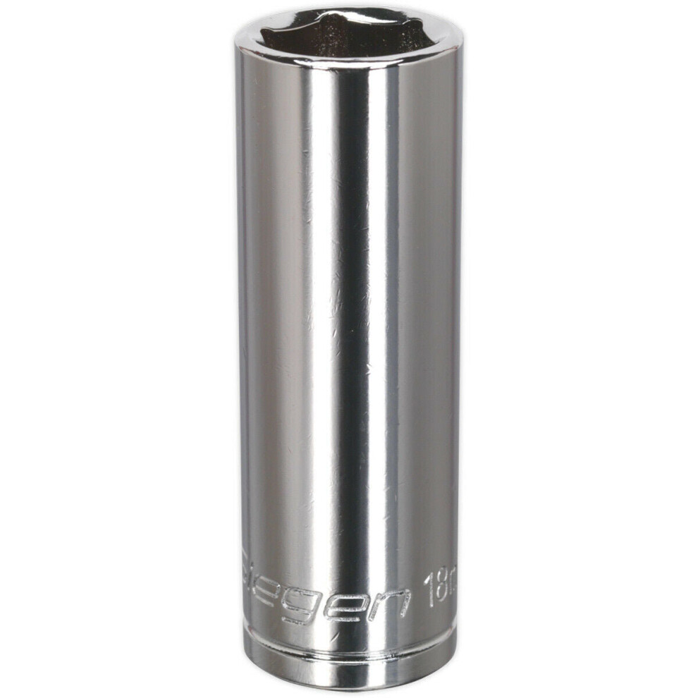 Loops 18Mm Chrome Plated Deep Drive Socket - 1/2" Square Drive High Grade Carbon Steel