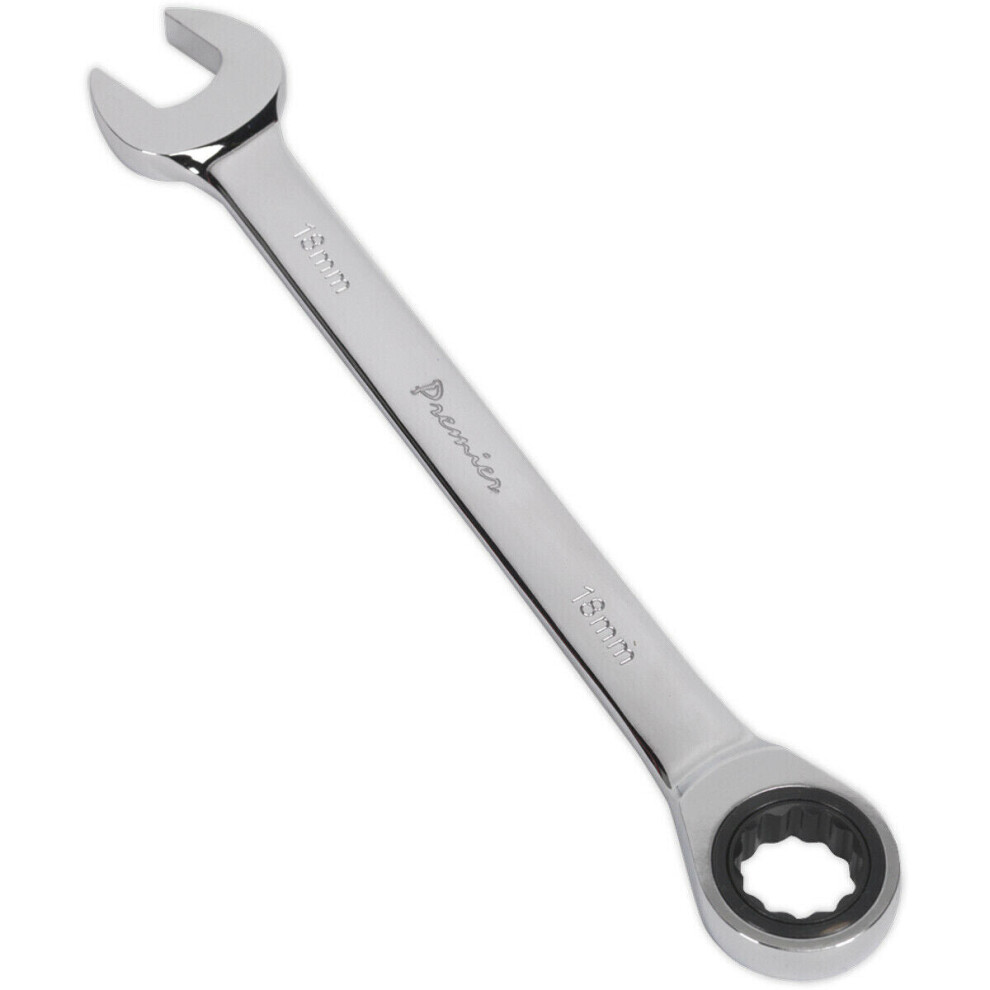 18Mm Ratchet Combination Spanner - Chrome Vanadium Steel - 72 Tooth Ratchet Ring 5056524298695