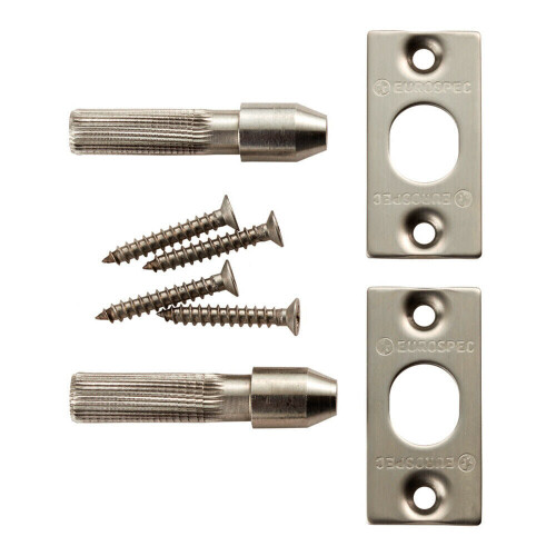 Loops Security Hinge Bolt Set 56 x 13mm Bolt Fixing Plates Satin Stainless Steel 1