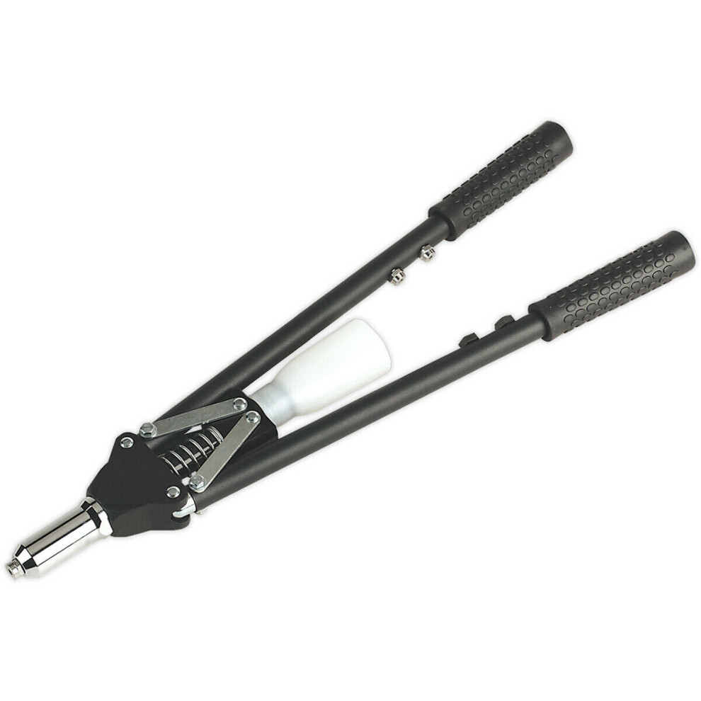 Heavy Duty Long Arm Riveter with Collection Bowl - Adjustable Nozzle Rivet Gun