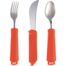 3 Piece Bendable Cutlery Set - Fork Knife and Spoon - Diswasher Safe - Red
