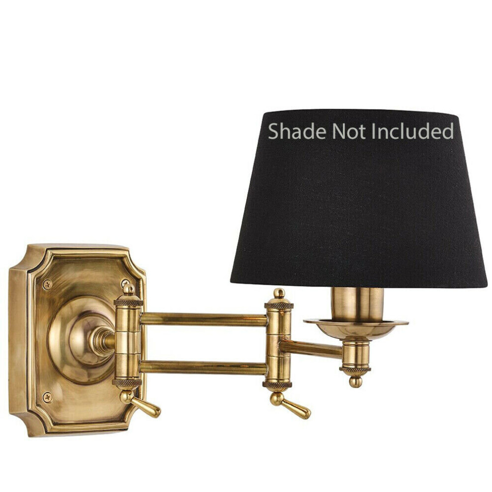 Adjustable Swing Arm Wall Mount Light Solid Brass NO SHADE Bedside Reading Lamp