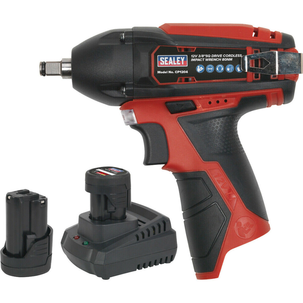 Cordless Impact Wrench Kit - 3/8" Sq Drive - 2 Batteries & Charger Included